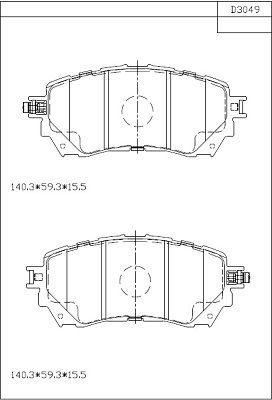 ASIMCO stabdžių trinkelių rinkinys, diskinis stabdys KD3049