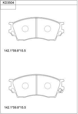 ASIMCO stabdžių trinkelių rinkinys, diskinis stabdys KD3504