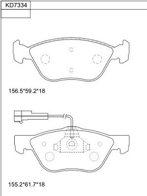 ASIMCO stabdžių trinkelių rinkinys, diskinis stabdys KD7334