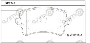 ASIMCO Комплект тормозных колодок, дисковый тормоз KD7345