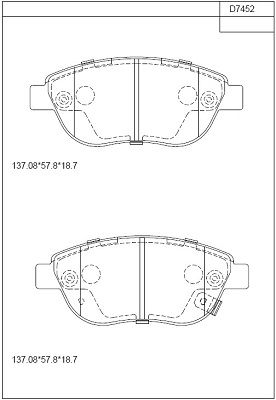 ASIMCO stabdžių trinkelių rinkinys, diskinis stabdys KD7452