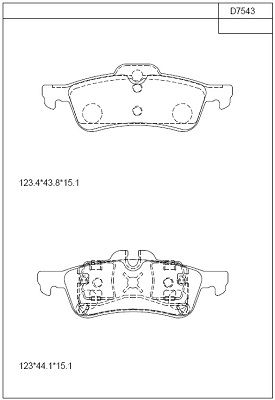 ASIMCO Комплект тормозных колодок, дисковый тормоз KD7543