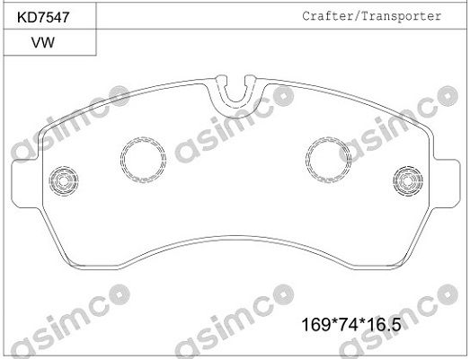 ASIMCO stabdžių trinkelių rinkinys, diskinis stabdys KD7547