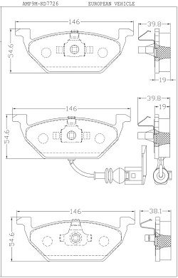 ASIMCO stabdžių trinkelių rinkinys, diskinis stabdys KD7726