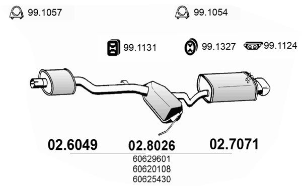 ASSO Средний глушитель выхлопных газов 02.6049