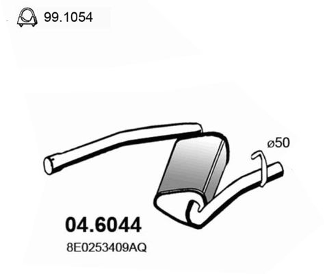 ASSO Средний глушитель выхлопных газов 04.6044