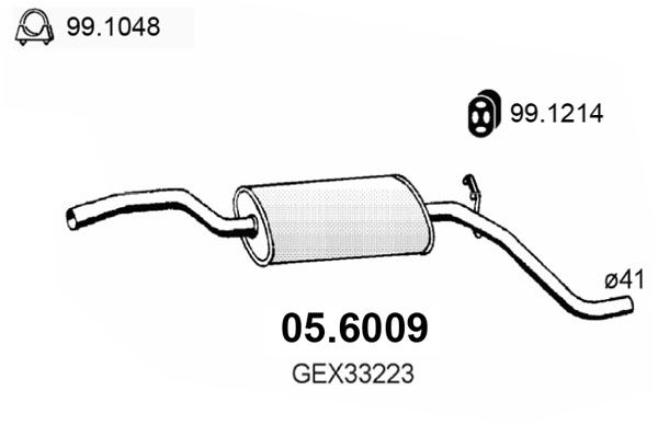 ASSO Средний глушитель выхлопных газов 05.6009