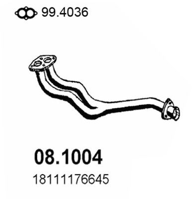ASSO Труба выхлопного газа 08.1004