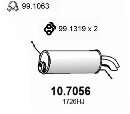 ASSO Глушитель выхлопных газов конечный 10.7056