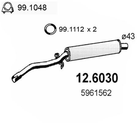 ASSO Средний глушитель выхлопных газов 12.6030