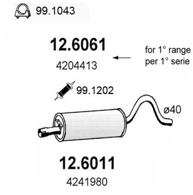 ASSO Средний глушитель выхлопных газов 12.6061