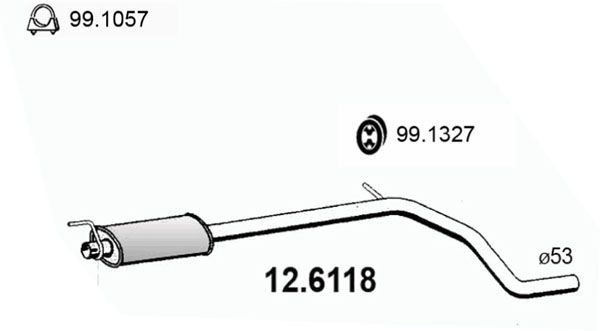 ASSO Средний глушитель выхлопных газов 12.6118