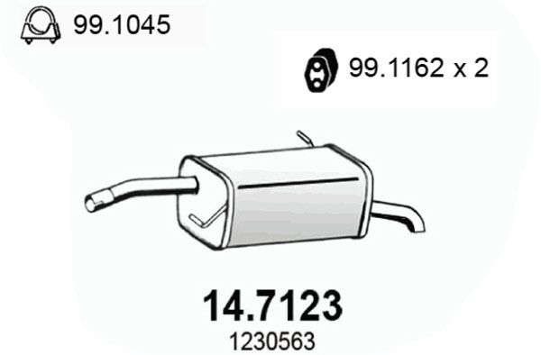 ASSO Глушитель выхлопных газов конечный 14.7123