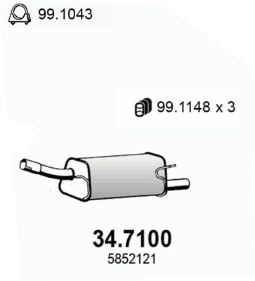 ASSO Глушитель выхлопных газов конечный 34.7100