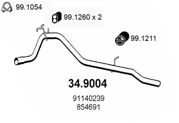 ASSO Труба выхлопного газа 34.9004