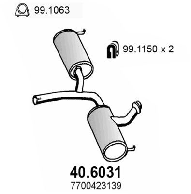 ASSO Средний глушитель выхлопных газов 40.6031
