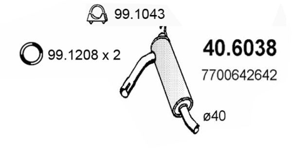 ASSO Средний глушитель выхлопных газов 40.6038