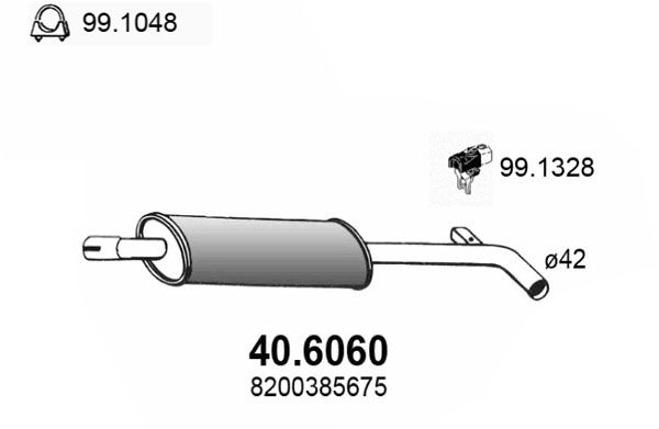 ASSO Средний глушитель выхлопных газов 40.6060