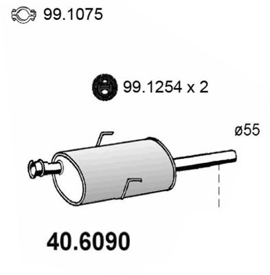 ASSO Средний глушитель выхлопных газов 40.6090