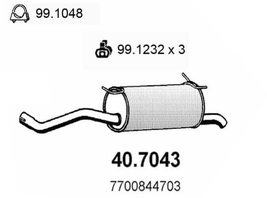 ASSO Глушитель выхлопных газов конечный 40.7043