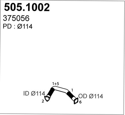 ASSO Труба выхлопного газа 505.1002