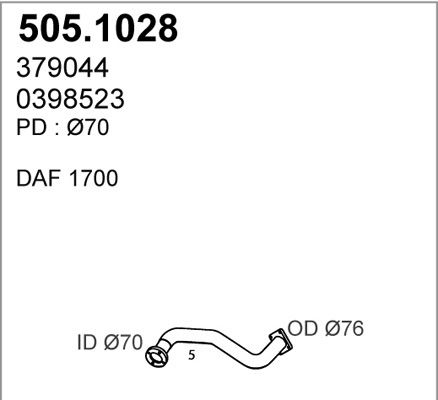 ASSO Труба выхлопного газа 505.1028