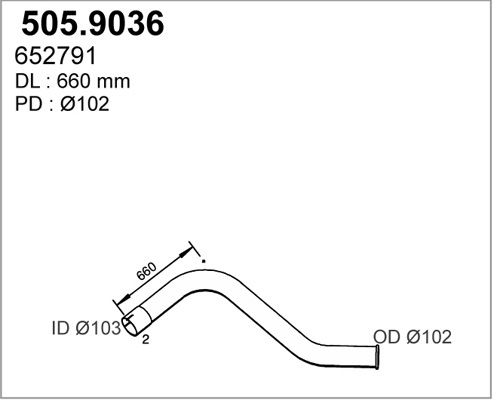 ASSO Труба выхлопного газа 505.9036