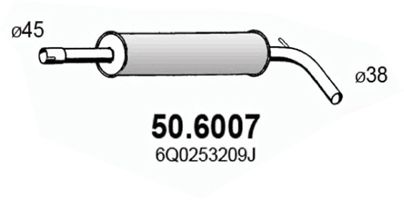 ASSO Средний глушитель выхлопных газов 50.6007