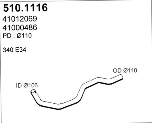 ASSO Труба выхлопного газа 510.1116
