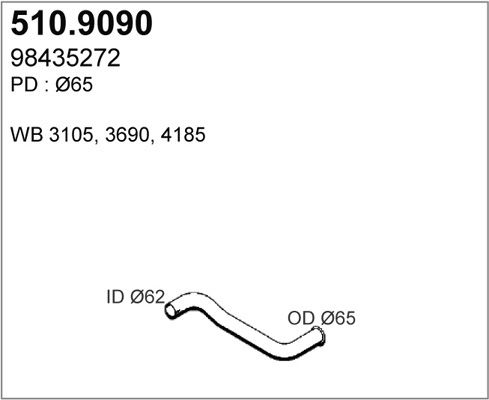ASSO Труба выхлопного газа 510.9090