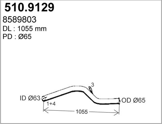 ASSO Труба выхлопного газа 510.9129