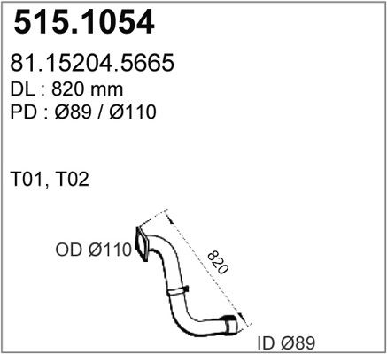 ASSO Труба выхлопного газа 515.1054