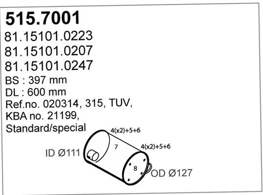 ASSO vidurinis / galinis duslintuvas 515.7001