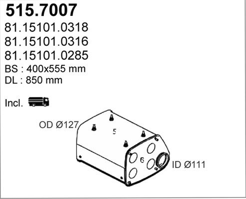 ASSO Средний / конечный глушитель ОГ 515.7007