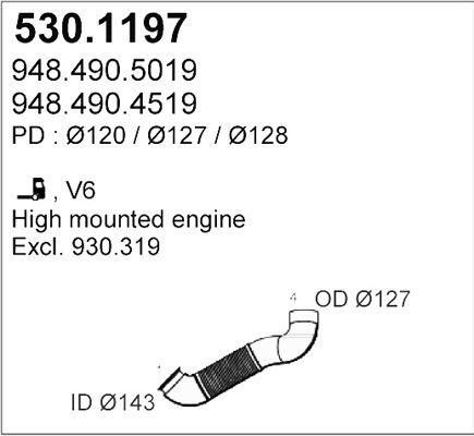 ASSO Труба выхлопного газа 530.1197