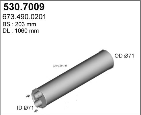ASSO Средний / конечный глушитель ОГ 530.7009