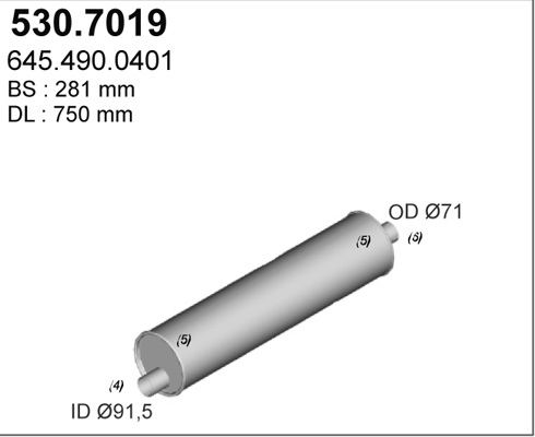 ASSO Средний / конечный глушитель ОГ 530.7019