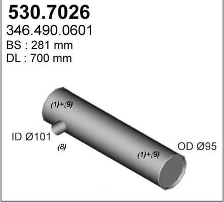 ASSO Средний / конечный глушитель ОГ 530.7026
