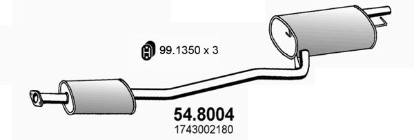 ASSO Средний / конечный глушитель ОГ 54.8004