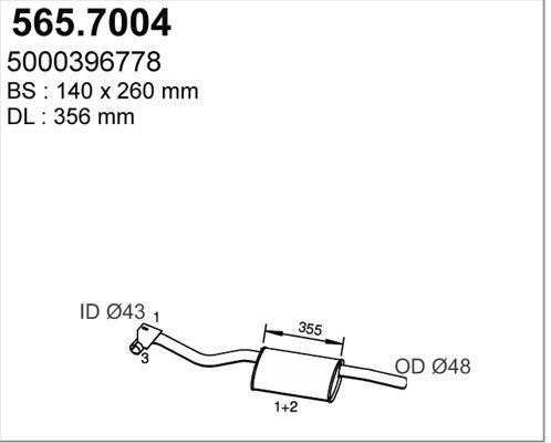 ASSO Средний / конечный глушитель ОГ 565.7004