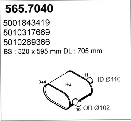 ASSO vidurinis / galinis duslintuvas 565.7040