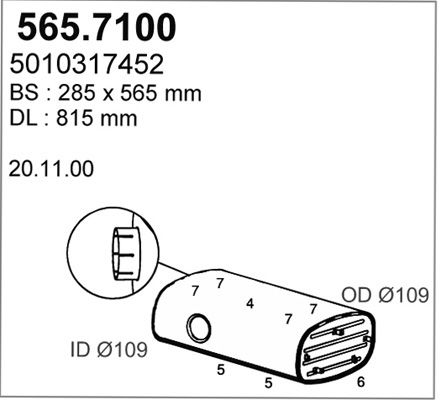 ASSO Средний / конечный глушитель ОГ 565.7100