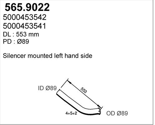 ASSO Труба выхлопного газа 565.9022