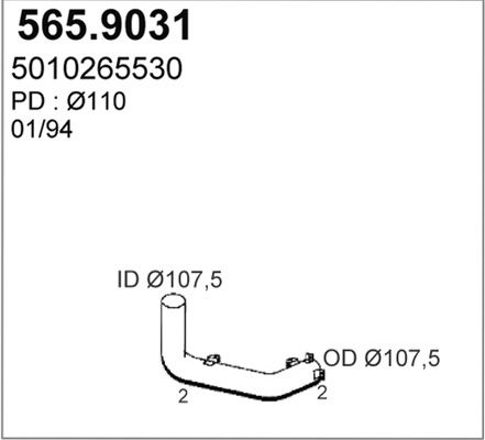 ASSO Труба выхлопного газа 565.9031