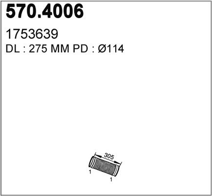 ASSO Гофрированная труба, выхлопная система 570.4006