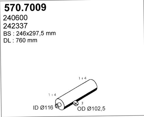 ASSO Средний / конечный глушитель ОГ 570.7009