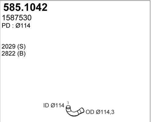 ASSO Труба выхлопного газа 585.1042