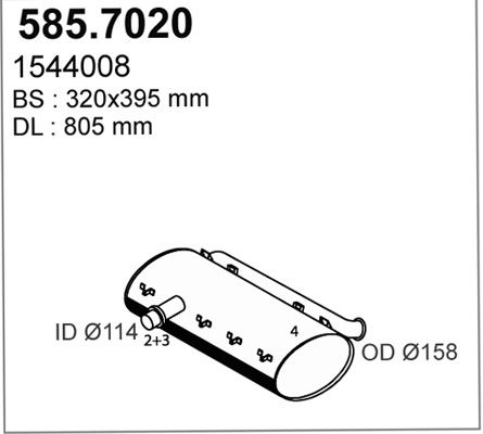 ASSO Средний / конечный глушитель ОГ 585.7020