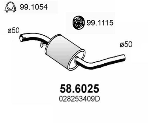 ASSO Средний глушитель выхлопных газов 58.6025