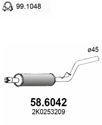 ASSO Средний глушитель выхлопных газов 58.6042